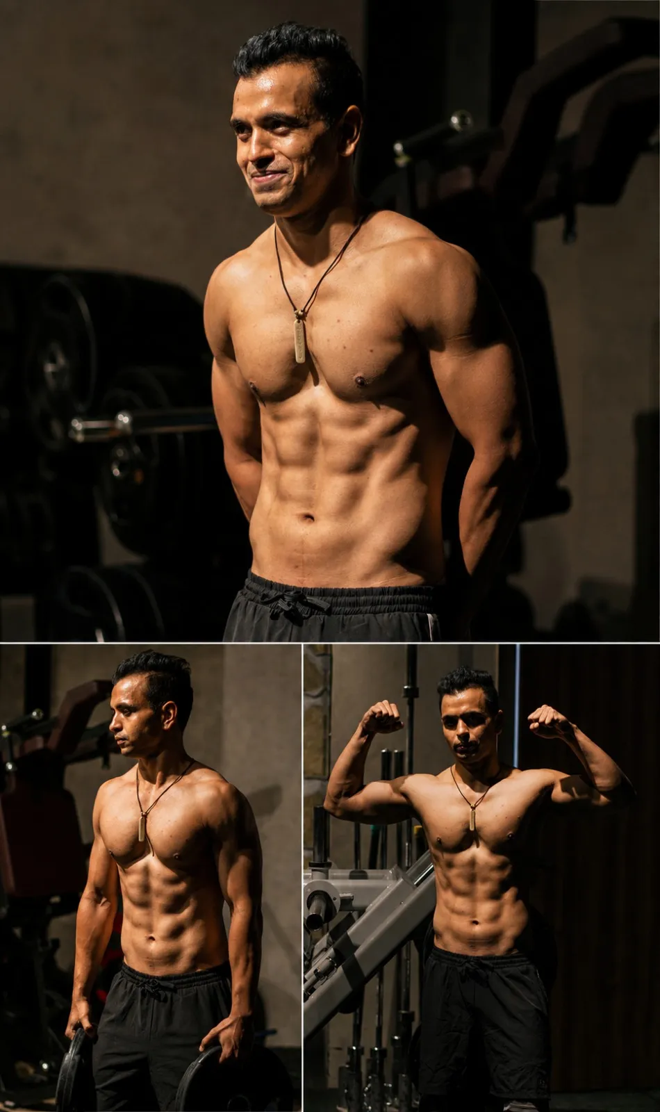 Fit Happns coach posing and training with weights in the gym